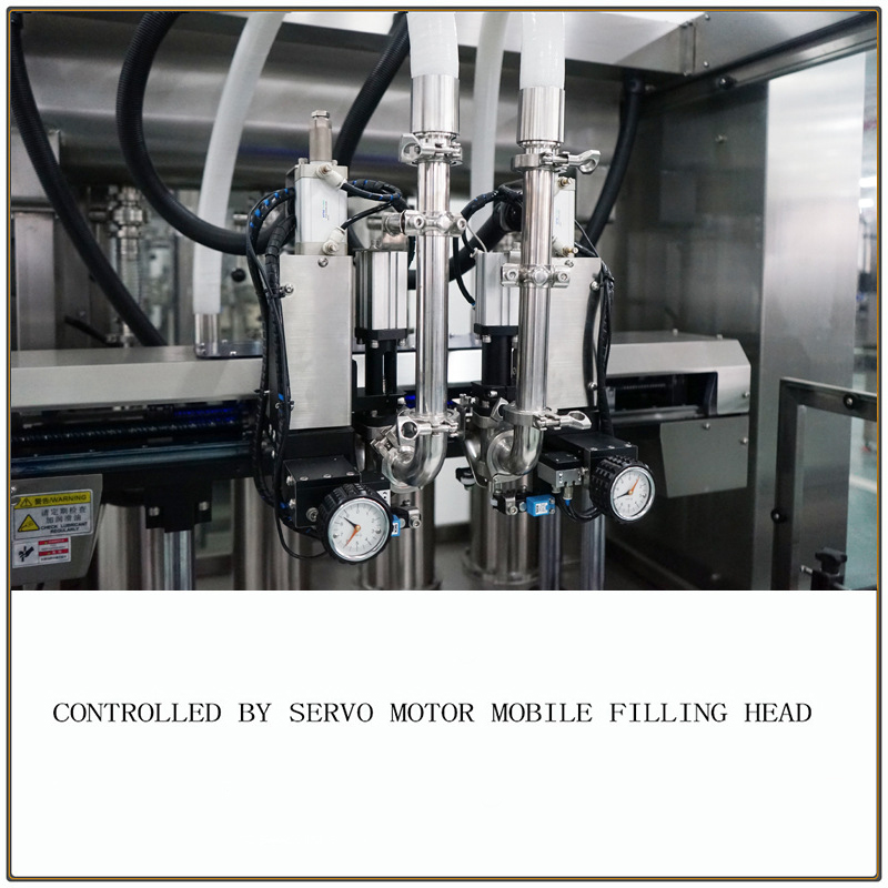 Servo motor controlled tracking filling system for liquid detergent packaging