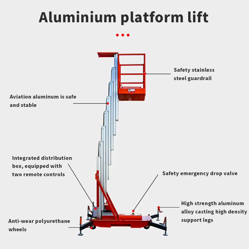 Safe 10m Single Column Hydraulic Aluminum Mobile Lift Platform - Image 3