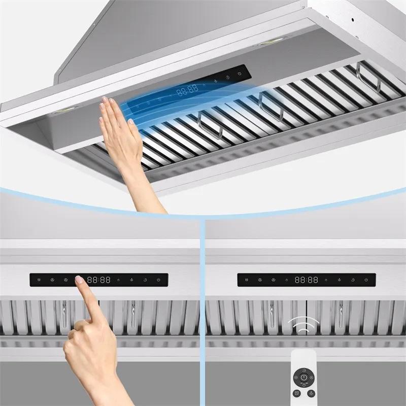 Hidden Built-in Smart Kitchen Range Hood 4-speed Stainless Steel - Image 3
