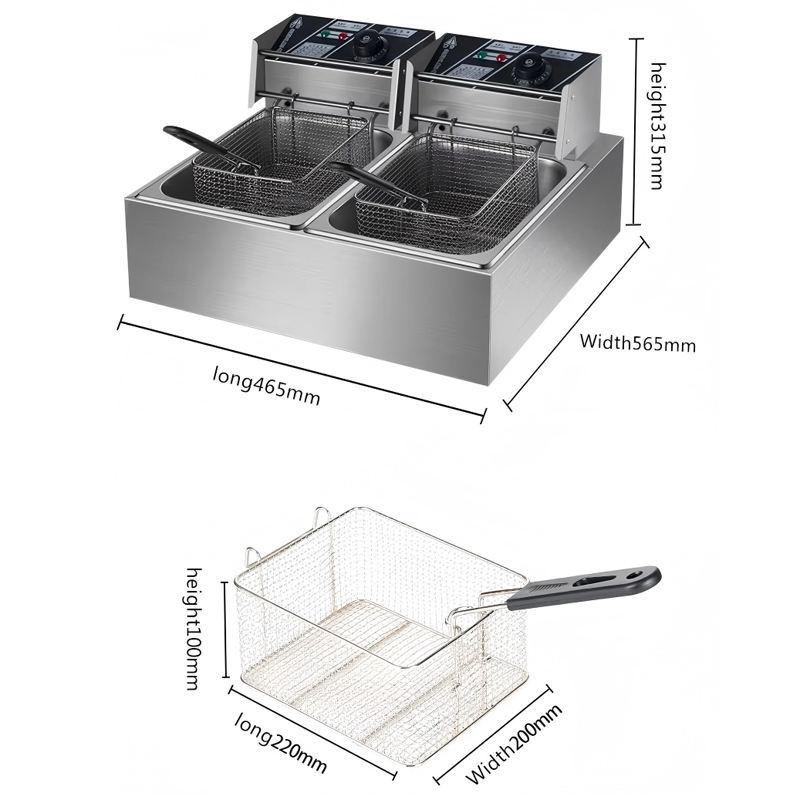 2x6L Electric Deep Fryer Commercial Kitchen Fast Frying - Image 2
