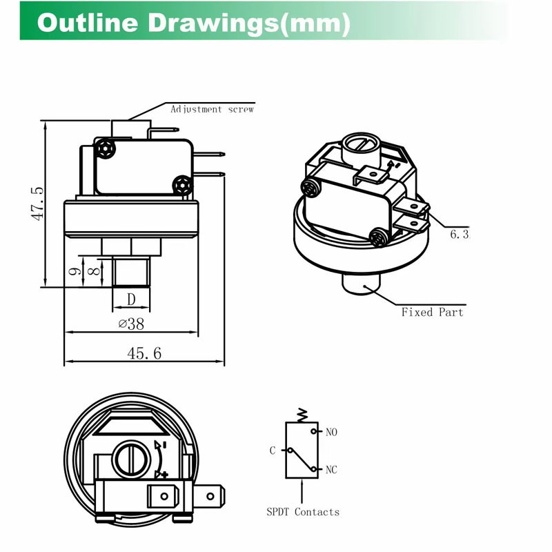SK-02 Steam Pressure Switch - Adjustable Pressure Size - Image 2
