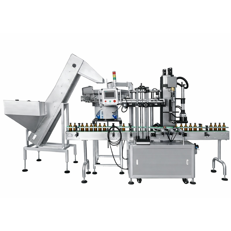 Automatic trigger pump bottle capping machine in operation