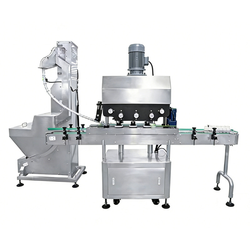 High-speed pneumatic bottle capping machine, stainless steel frame