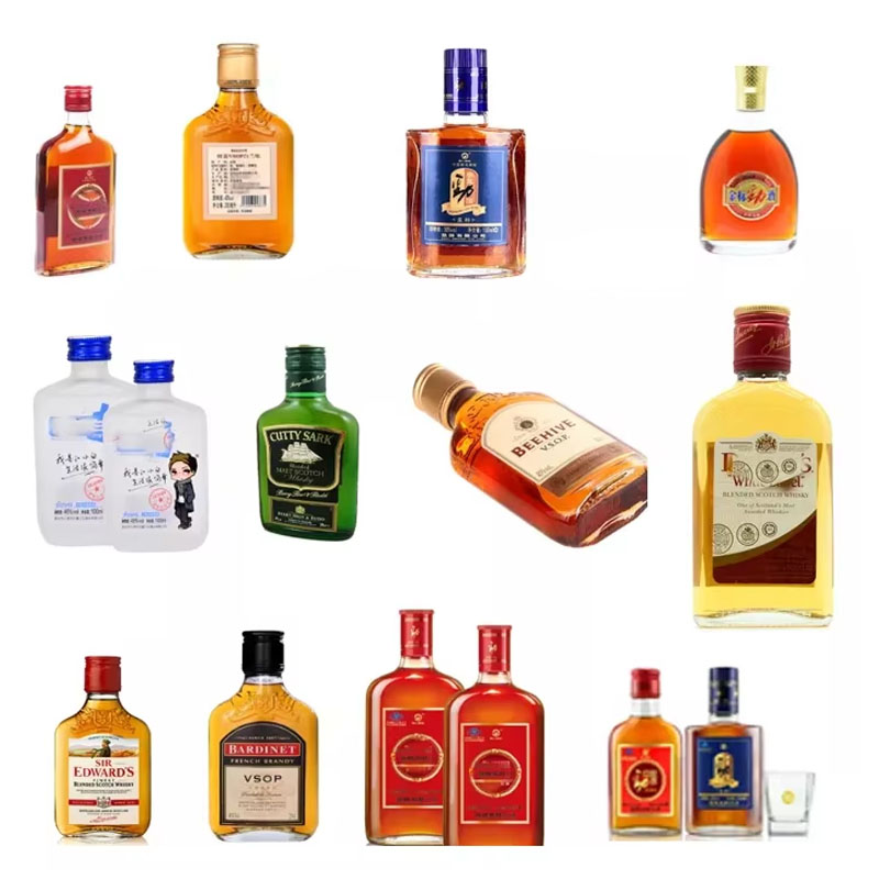Industrial spirits filling machine for PET and glass bottles