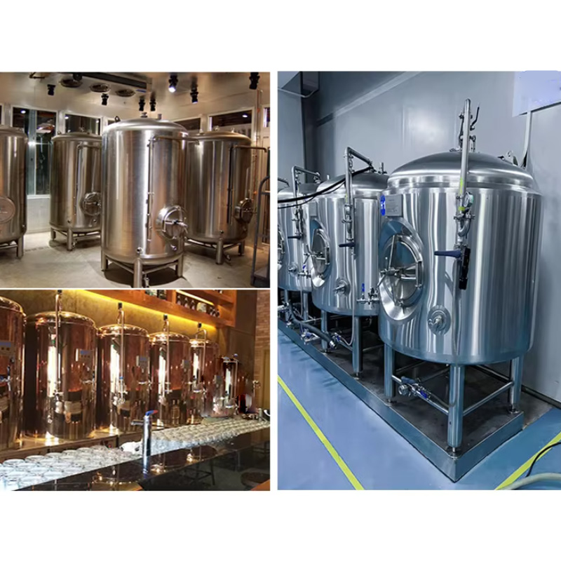 Brewery production line with stainless steel brite tank system integration
