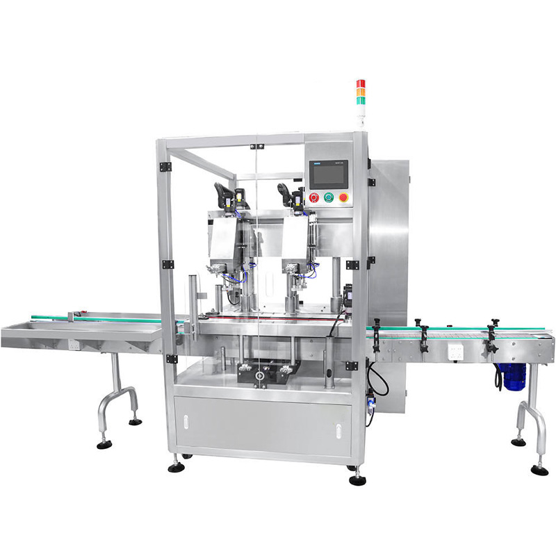 Dual-head tracking screw capping machine on production line