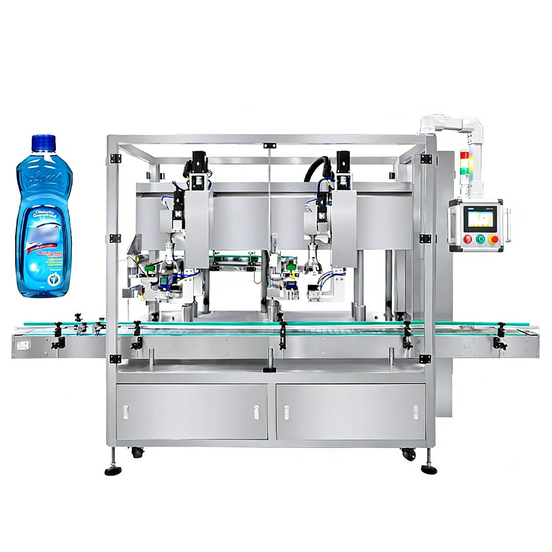 Tracking capping machine working on glass bottle line