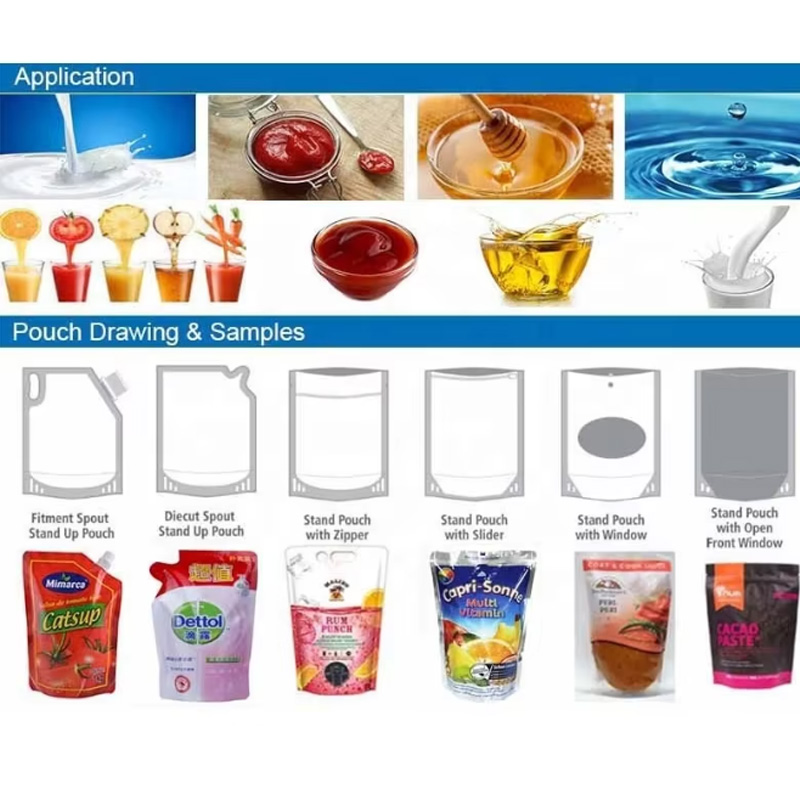 Premade pouch packaging application for detergent sauce and liquid products