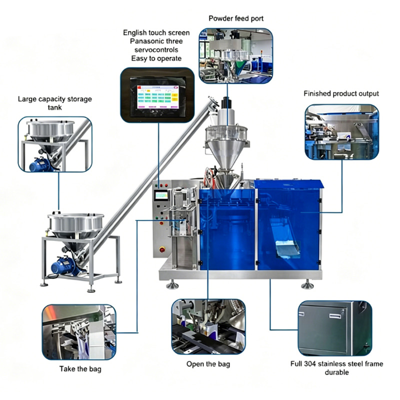 Coffee powder vertical packaging with auger filler