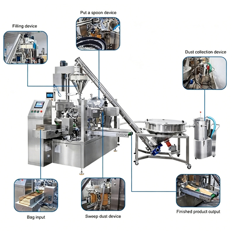 Full Automatic Powder Packaging System with Material Conveying & Dust Collection