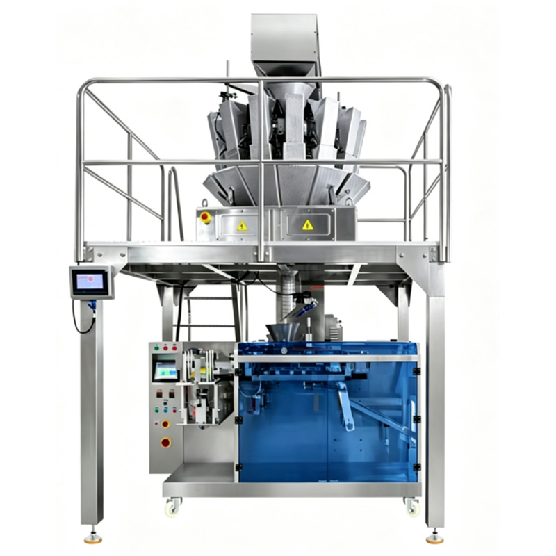 Vertical packaging machine with multihead weigher for snack packaging