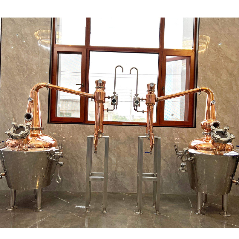 Small craft copper pot stills for artisanal spirit distillation