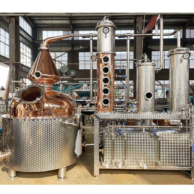 All-in-one distillery equipment with copper still head and rectification column