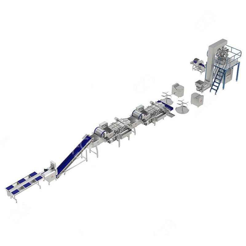 Industrial vegetable processing line for washing and sorting system