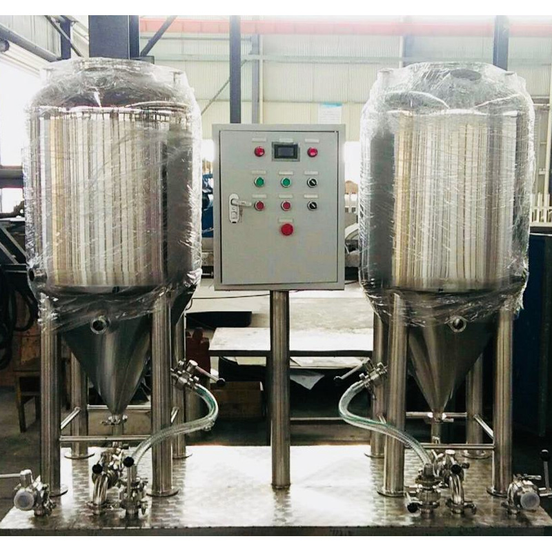 Close-up view of the distillation equipment control and tanks