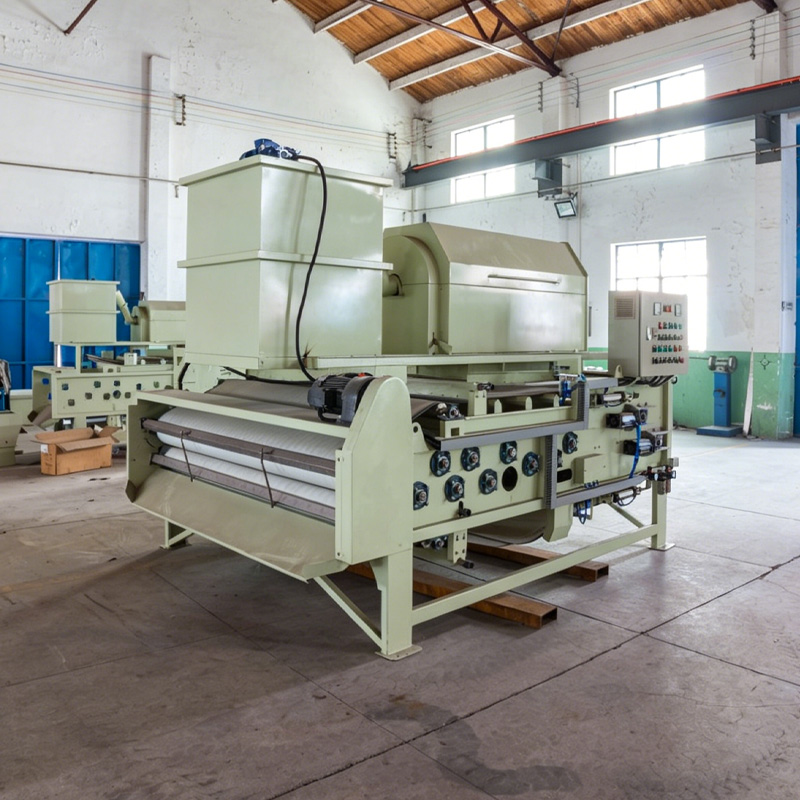 Cold press belt fruit press machine viewed from different angles in workshop