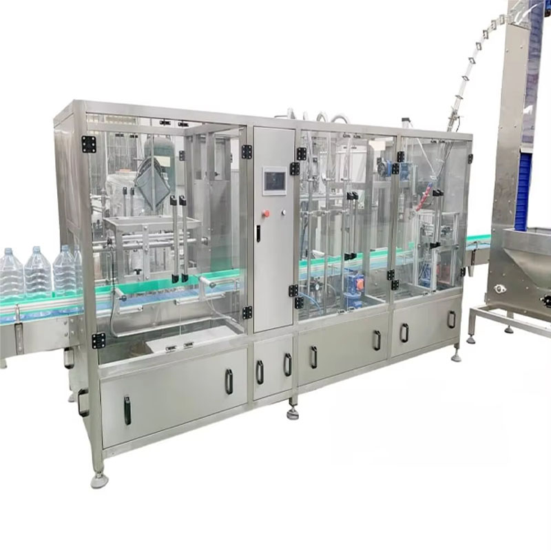 Linear bottling system for mineral water production line