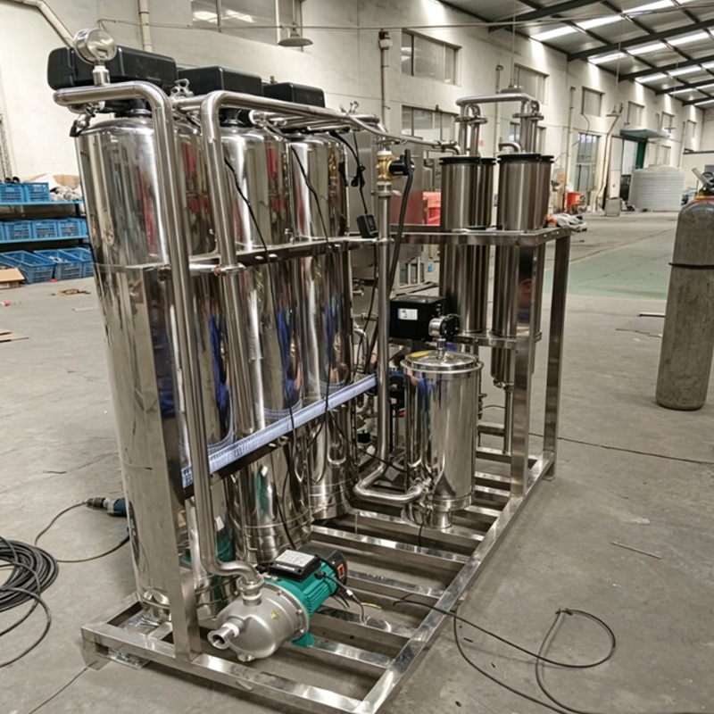 2000L reverse osmosis water purification system, showing pipeline and pump details