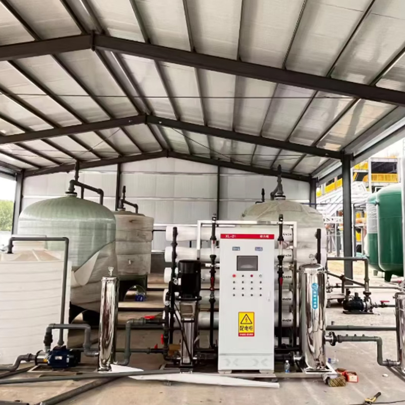 DI water treatment system installed in a factory workshop