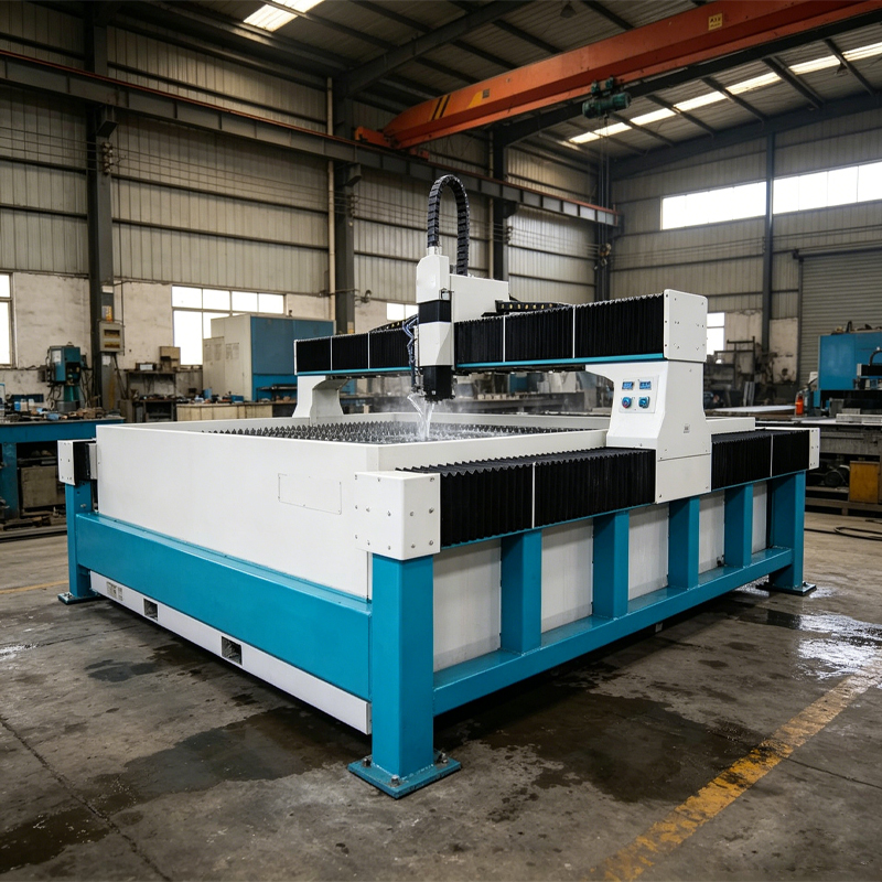 CNC abrasive waterjet cutting machine installed in production line