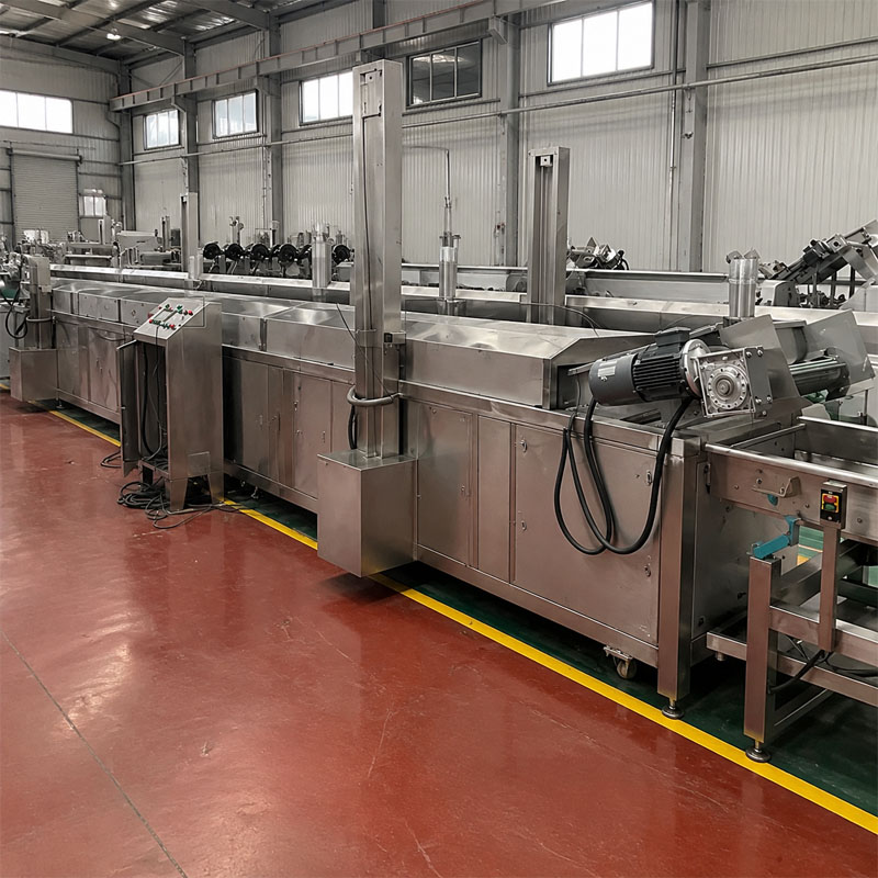 Stainless steel continuous fryer for potato snack production
