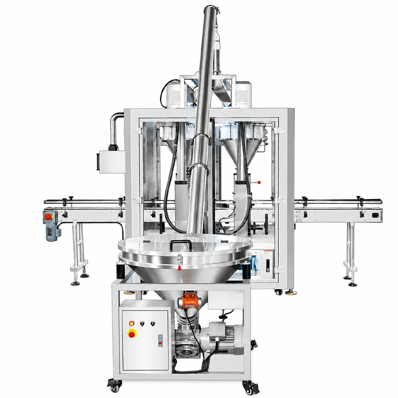 Front panorama of automatic double head spice powder filling machine