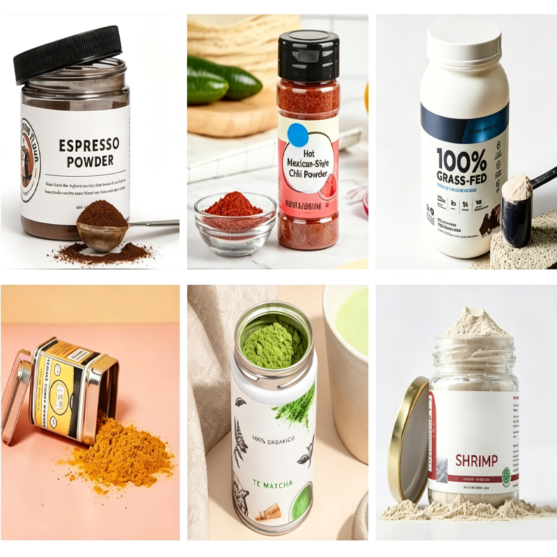 Various spice powder cans and bottles applicable to powder filling equipment