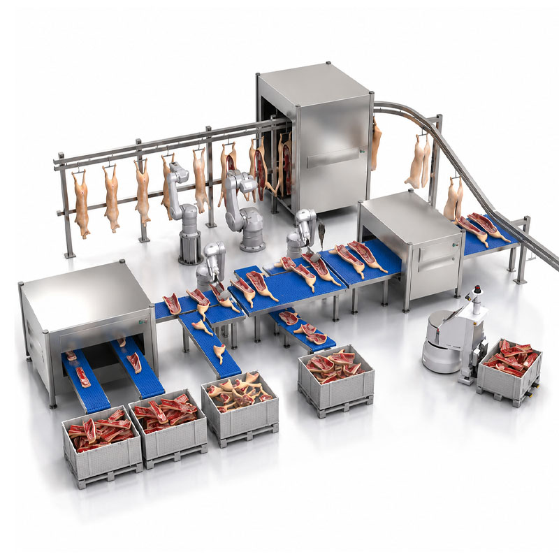 Automatic red meat processing line for central kitchen