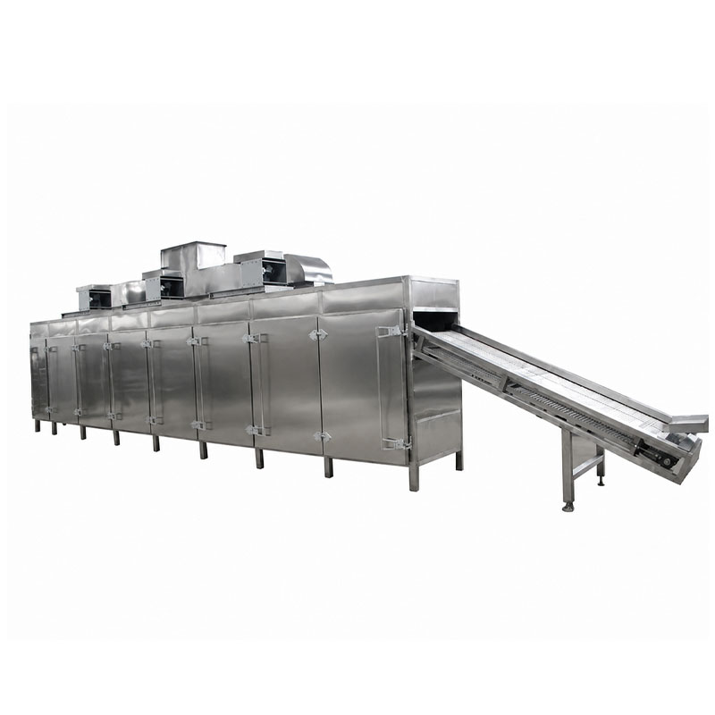 Continuous mesh belt dryer for vegetable processing line