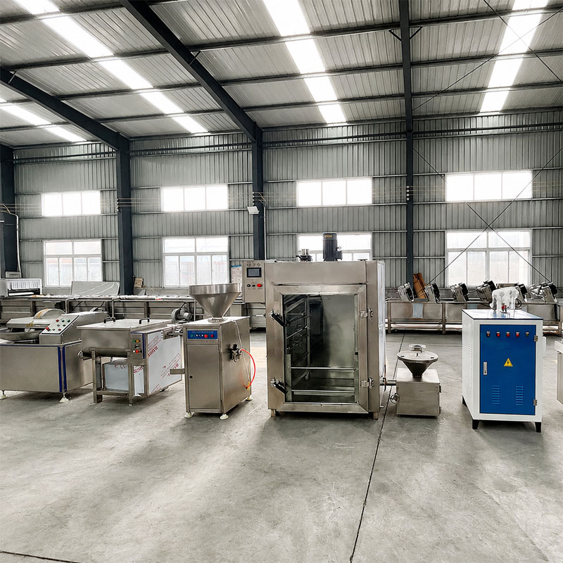 Sausage processing equipment installed in food factory