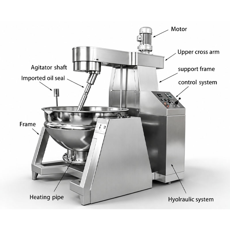 stainless steel large cooking equipment with hydraulic lifting system