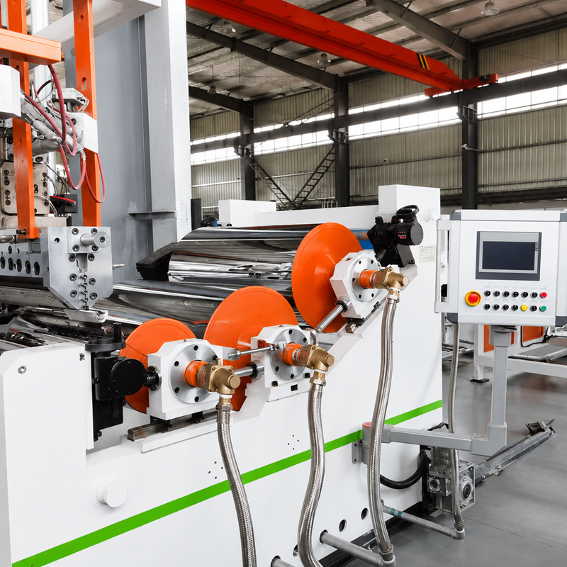 Workshop installation of large plastic sheet extrusion line unit