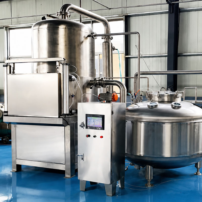 Vacuum frying machine with vacuum pump and control system