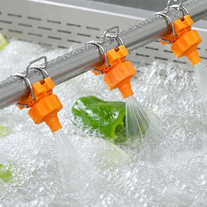 Spray rinsing system on automatic air bubble washer Spray rinsing system on automatic air bubble washer
