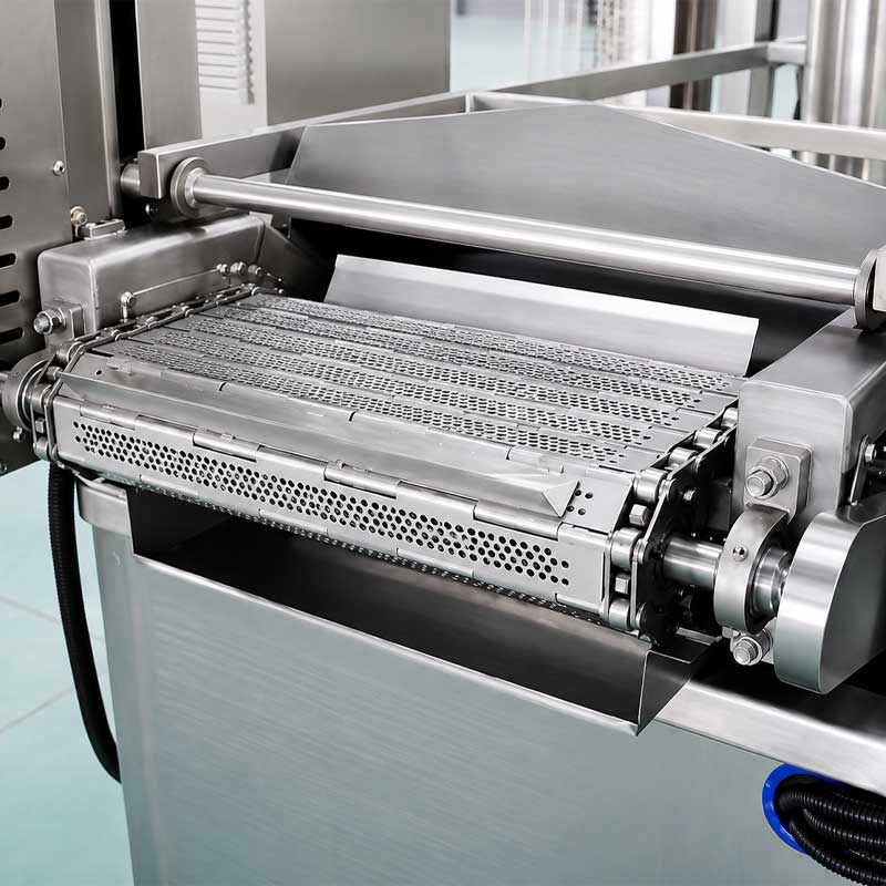 Stainless steel conveyor system of continuous corn chips fryer Stainless steel conveyor system of continuous corn chips fryer