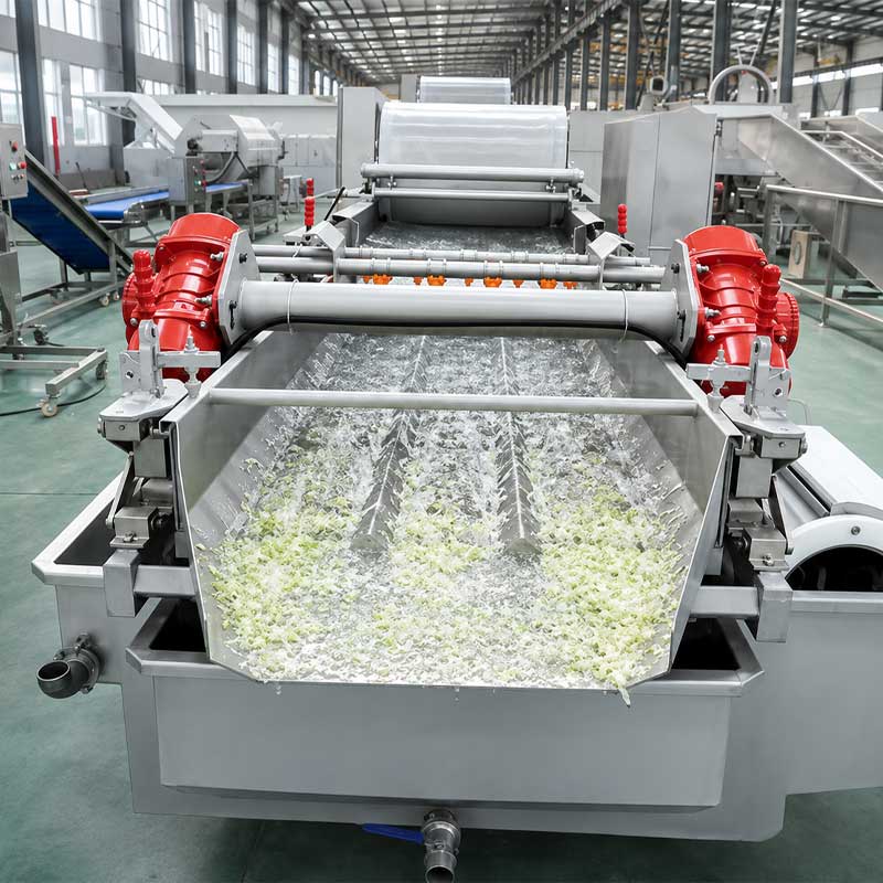 Vortex washing process for cut and leafy vegetables Vortex washing process for cut and leafy vegetables