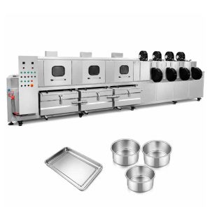 Tray washing and drying machine for food processing