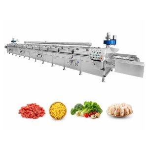 Continuous tunnel steaming machine for food processing