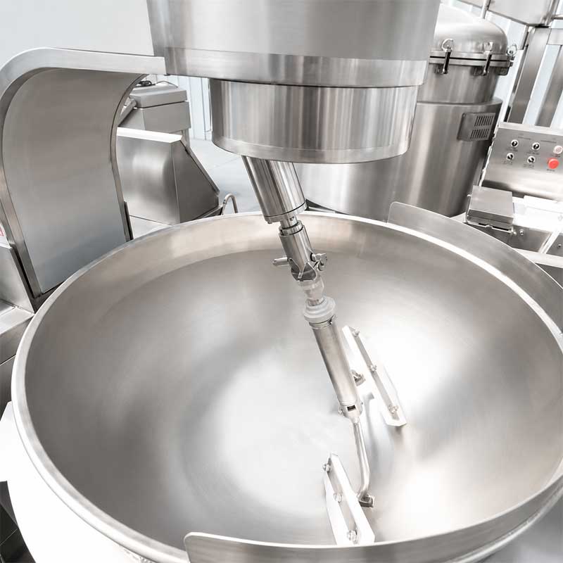 Planetary mixer agitator inside cooking kettle Planetary mixer agitator inside cooking kettle