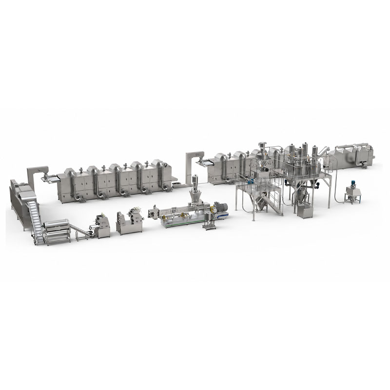 Industrial pellet snack production line with extrusion system