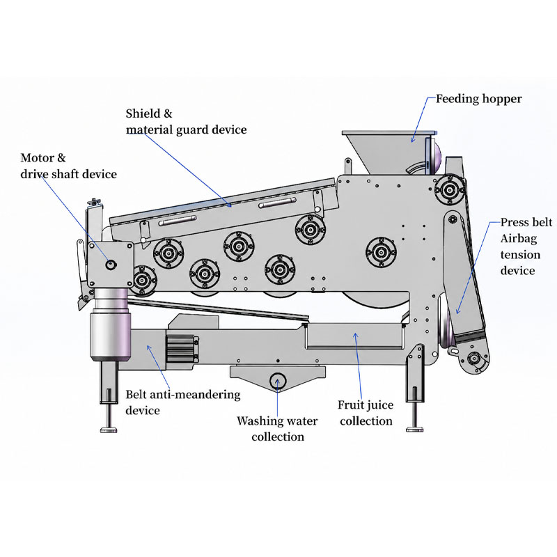 Berry fruit processing belt press machine for juice production