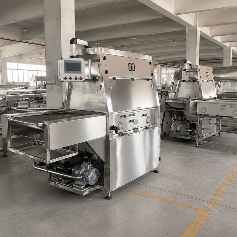 automatic enrober machine for chocolate coated snack production