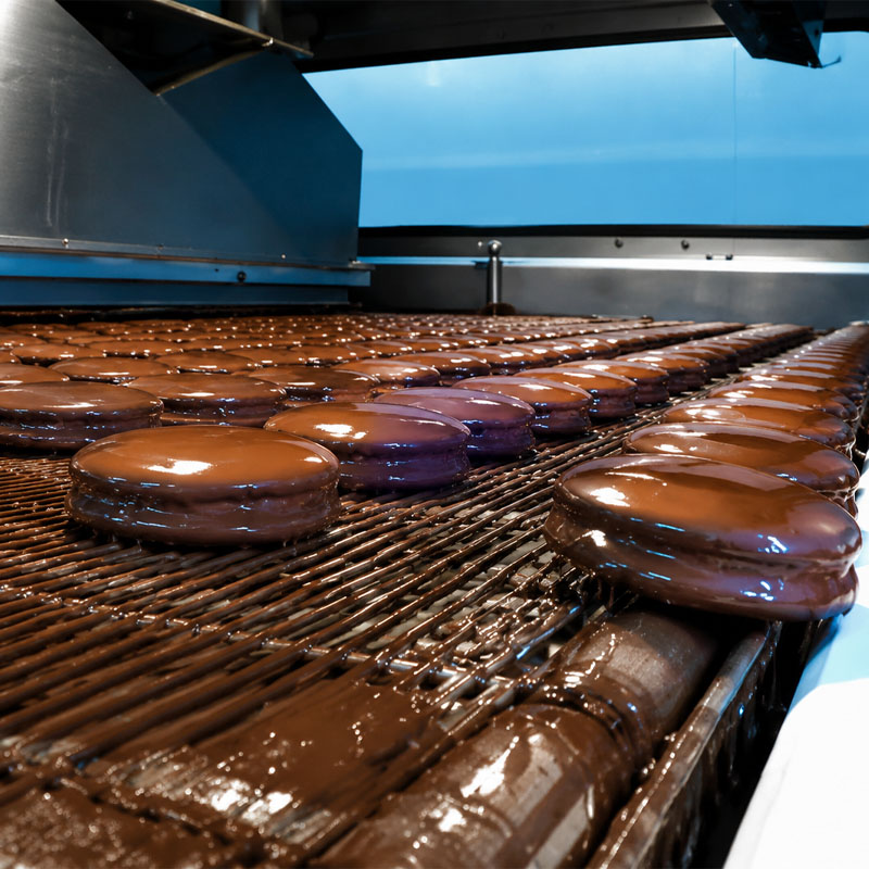stainless steel coating system for chocolate snack application
