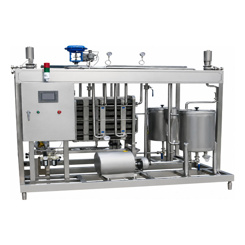 Plate pasteurizer with heating and cooling for dairy processing line