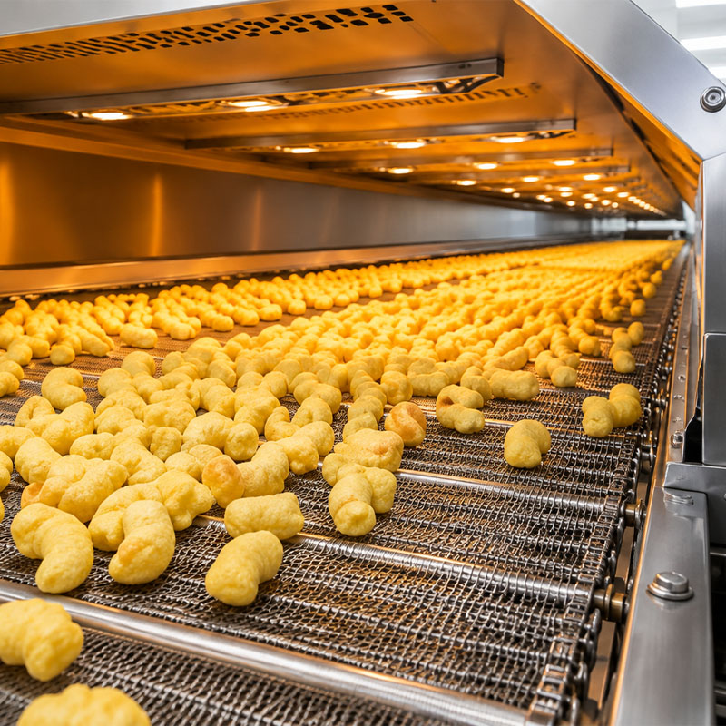 Snack extrusion production line for puffed biscuit processing