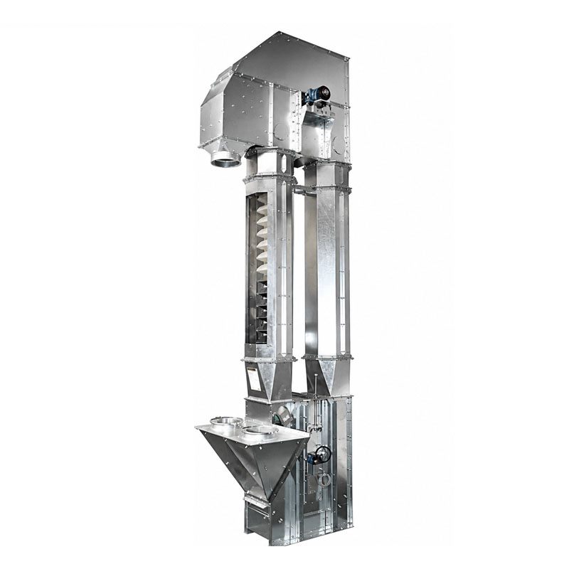 vertical grain bucket elevator for agricultural material conveying