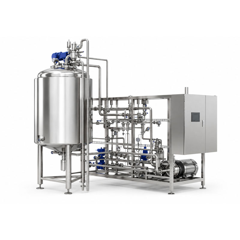 Stainless steel yeast holding tank with hygienic pipe connections